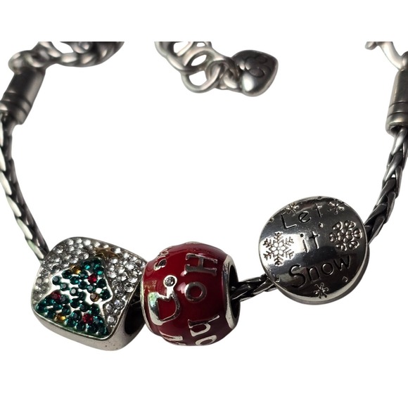 Brighton Jewelry - Brighton Christmas Charm Bracelet Silver Tone Snowman Tree Ho Ho Ho Crystal 8"